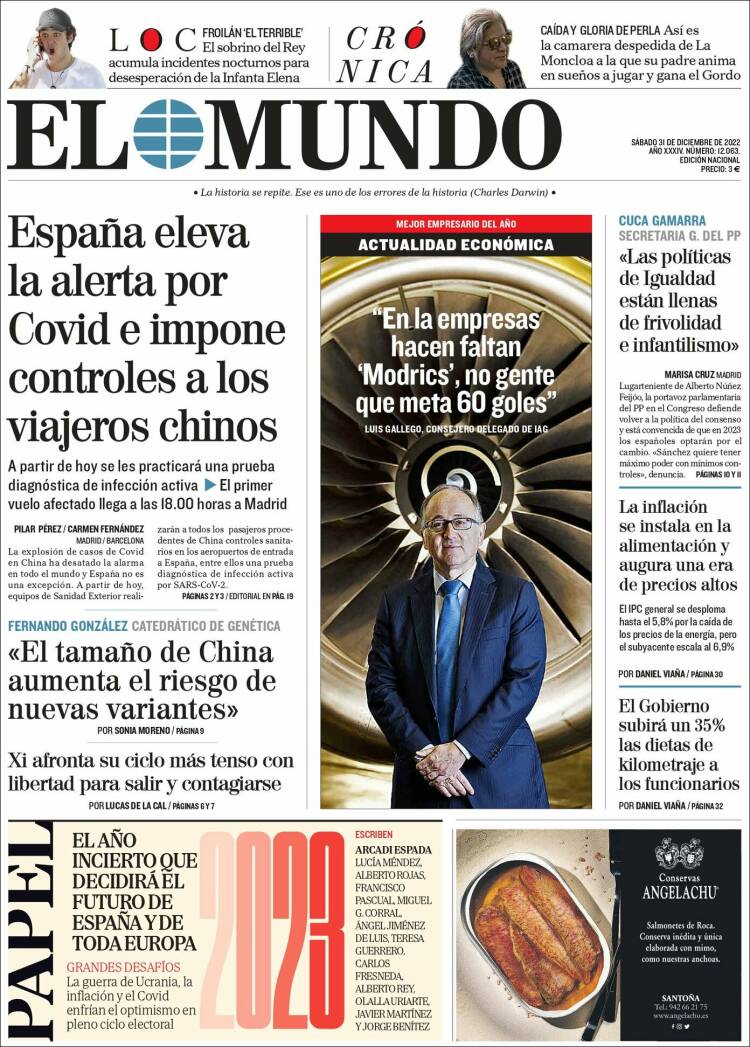 Portada de El Mundo (Spain)