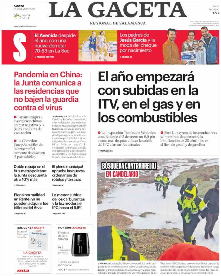 Portada de La Gaceta de Salamanca (Spain)