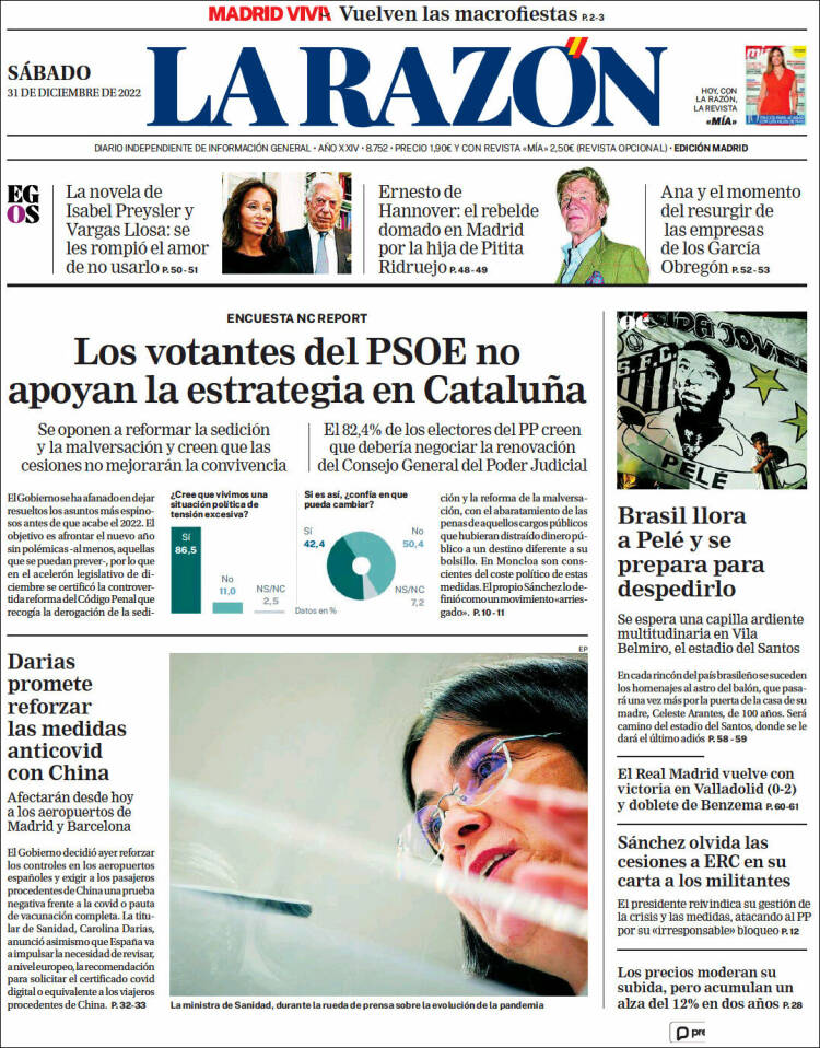 Portada de La Razón (Spain)