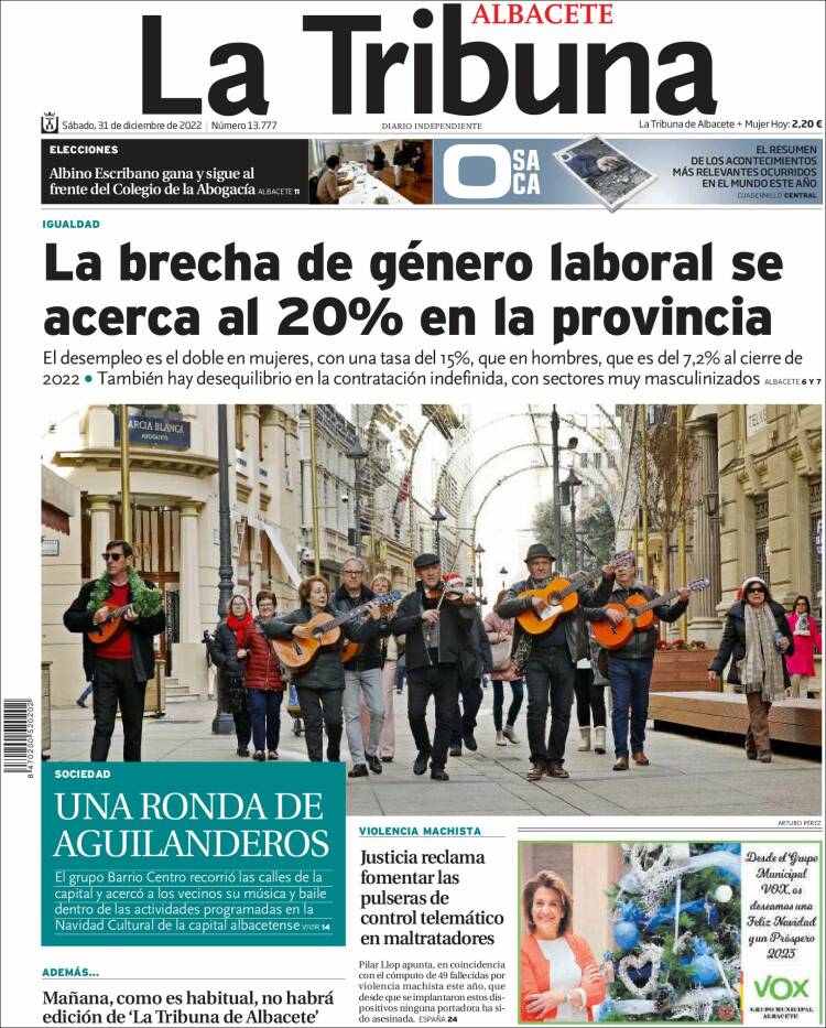 Portada de La Tribuna de Albacete (Spain)