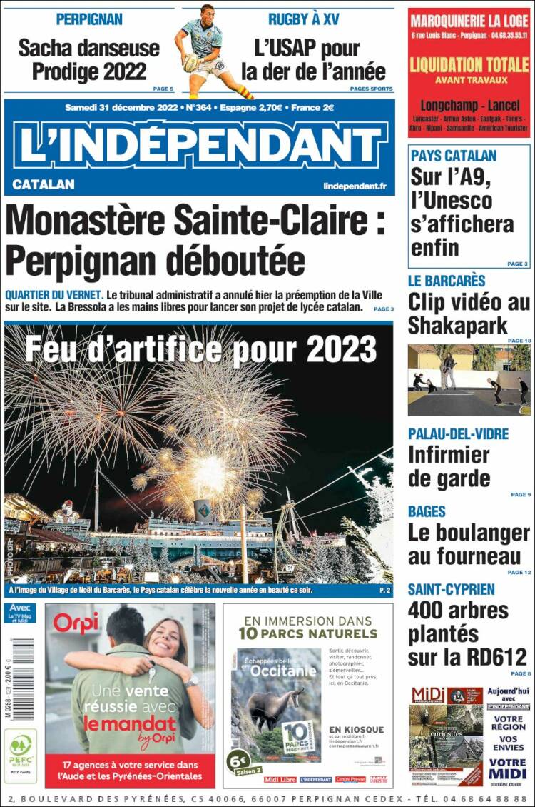 Portada de Le Indépendant (Francia)