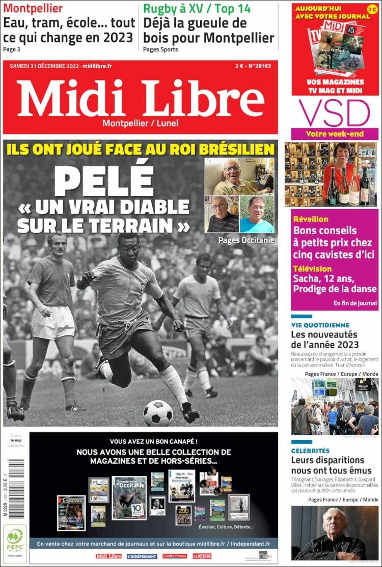Portada de Midi Libre (Francia)