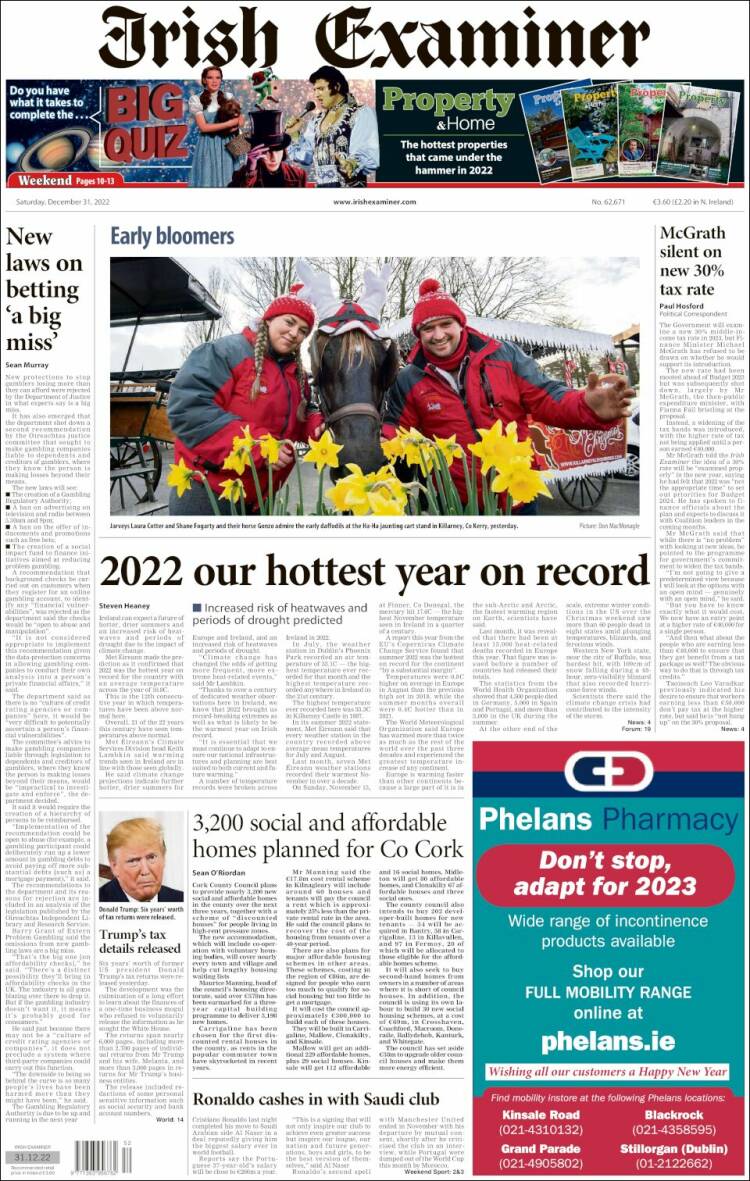 Portada de Irish Examiner (Irlanda)