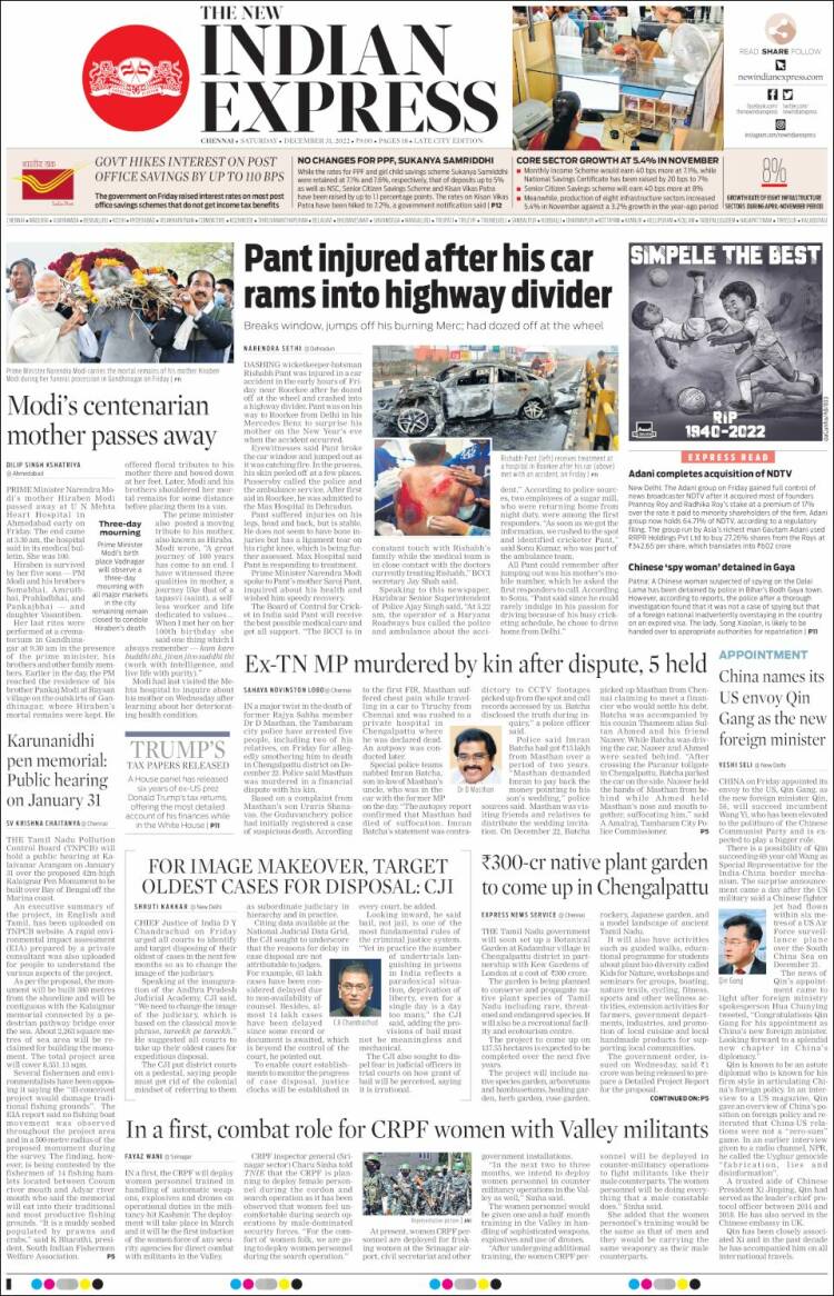 Portada de New Indian Express (India)
