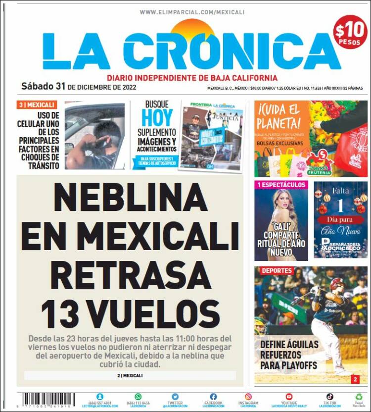 Portada de La Crónica de Baja California (M&eacute;xico)