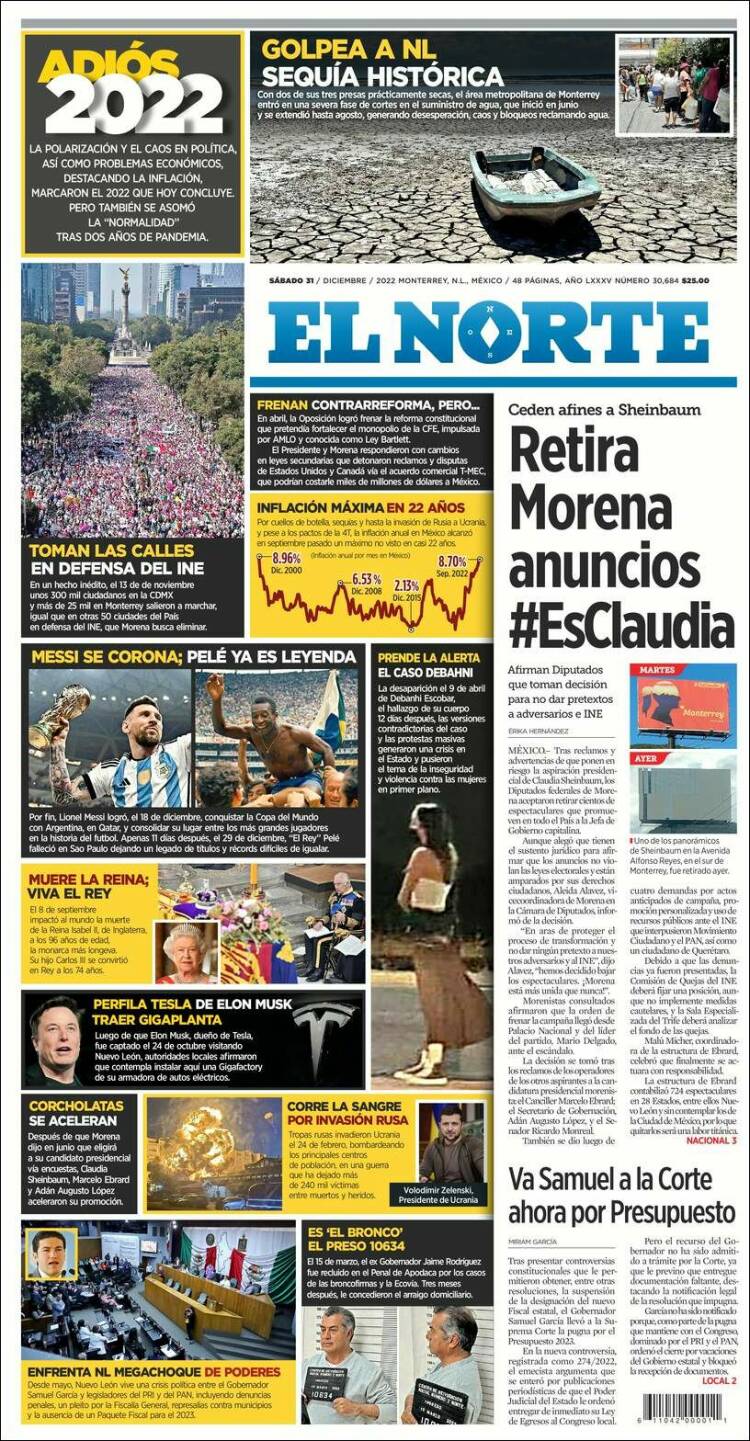 Portada de El Norte (M&eacute;xico)