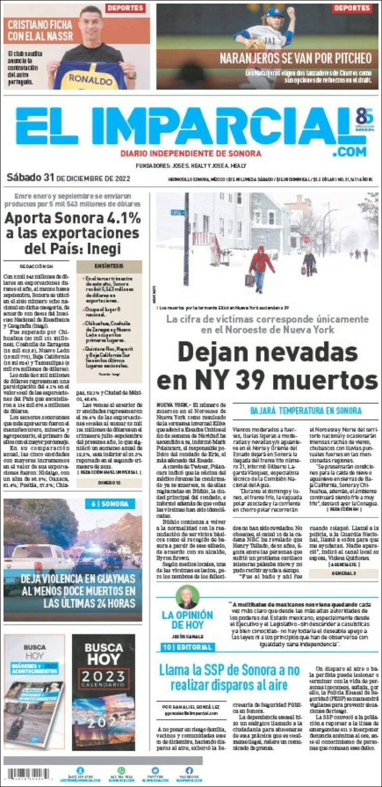 Portada de El Imparcial (M&eacute;xico)