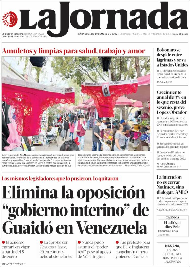 Portada de La Jornada (M&eacute;xico)