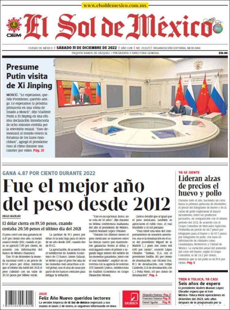 Portada de El Sol de México (M&eacute;xico)