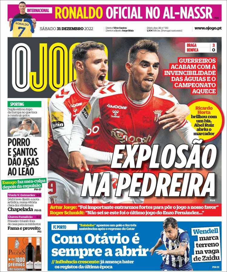 Portada de O Jogo (Portugal)