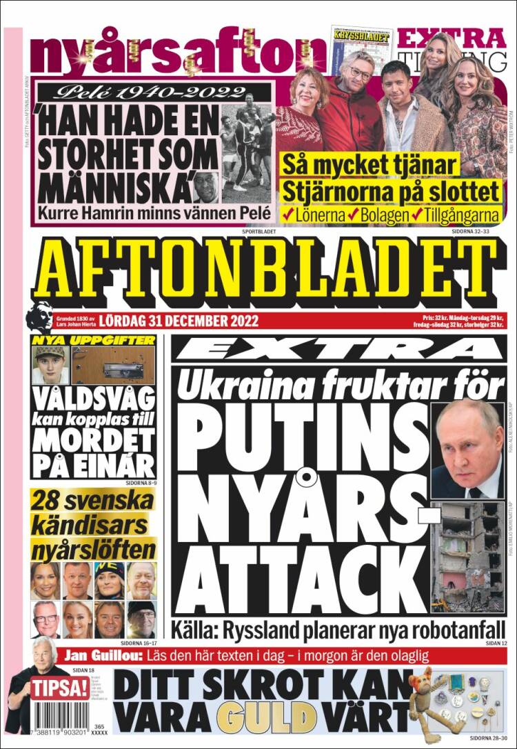 Portada de Aftonbladet (Suecia)