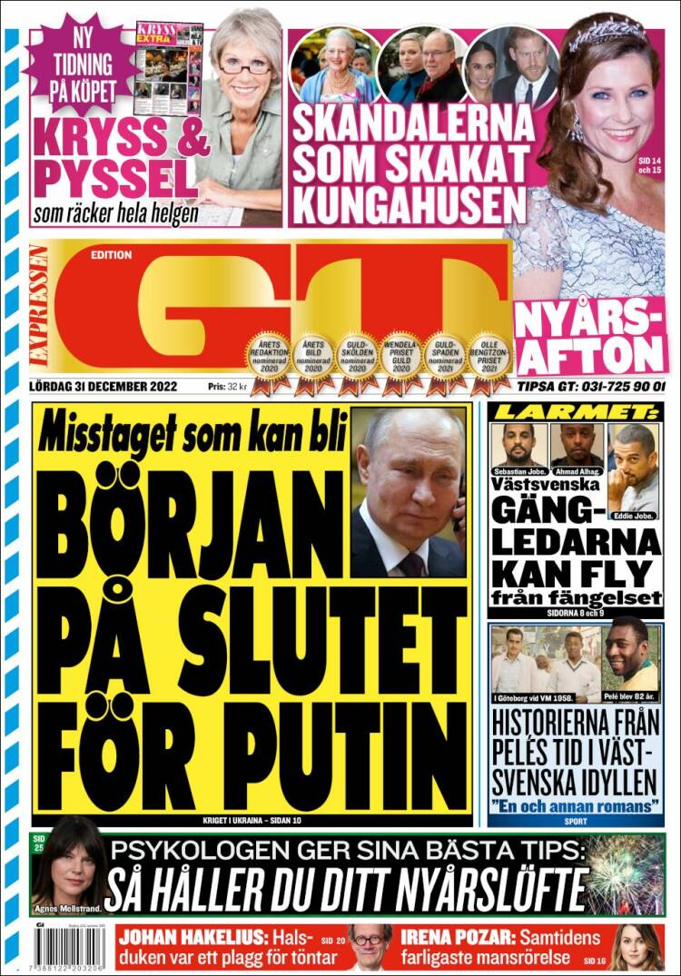 Portada de Göteborgstidningen (Suecia)