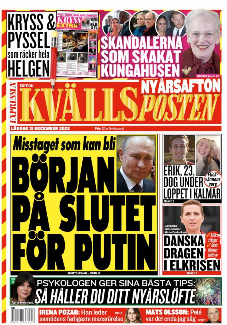 Portada de Kvällsposten (Suecia)