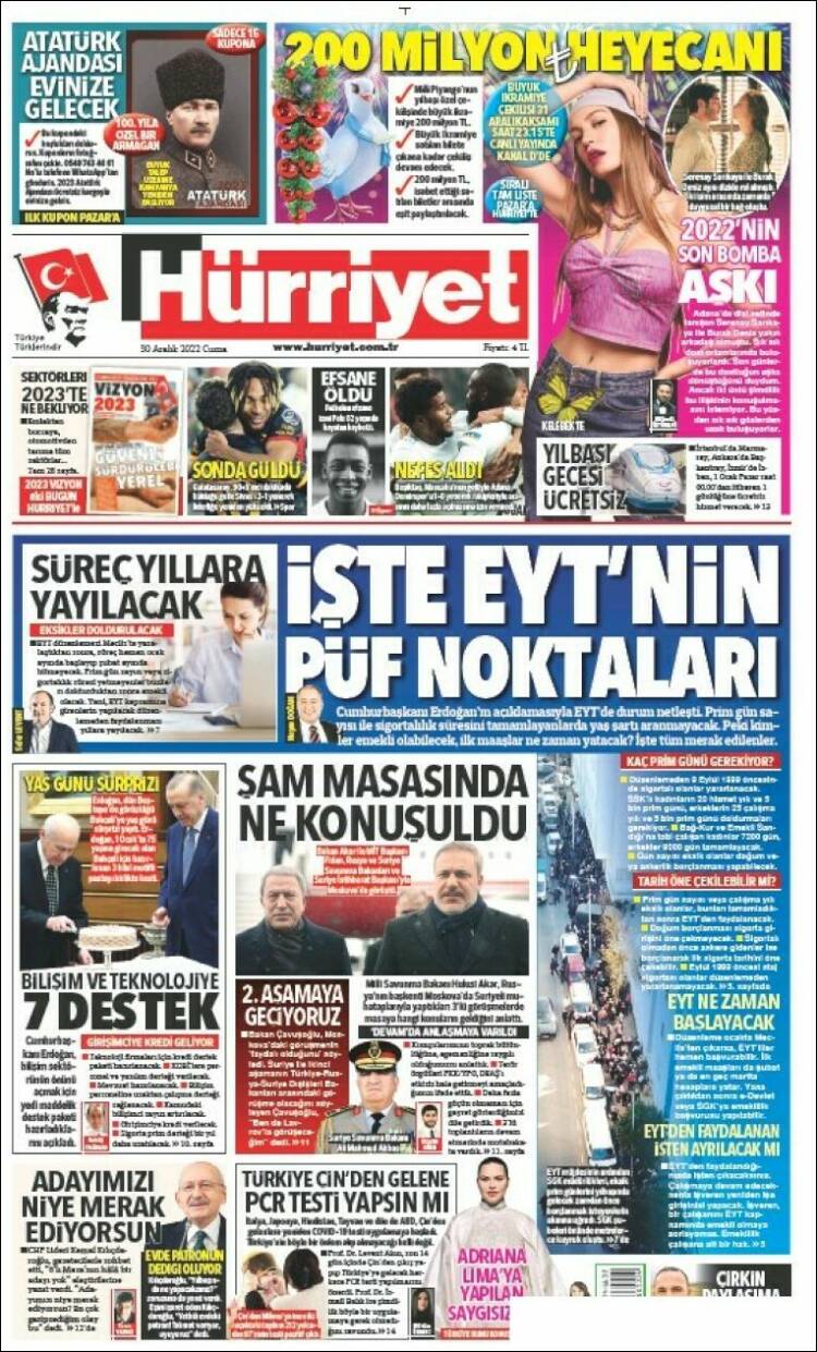Portada de Hürriyet (Turqu&iacute;a)