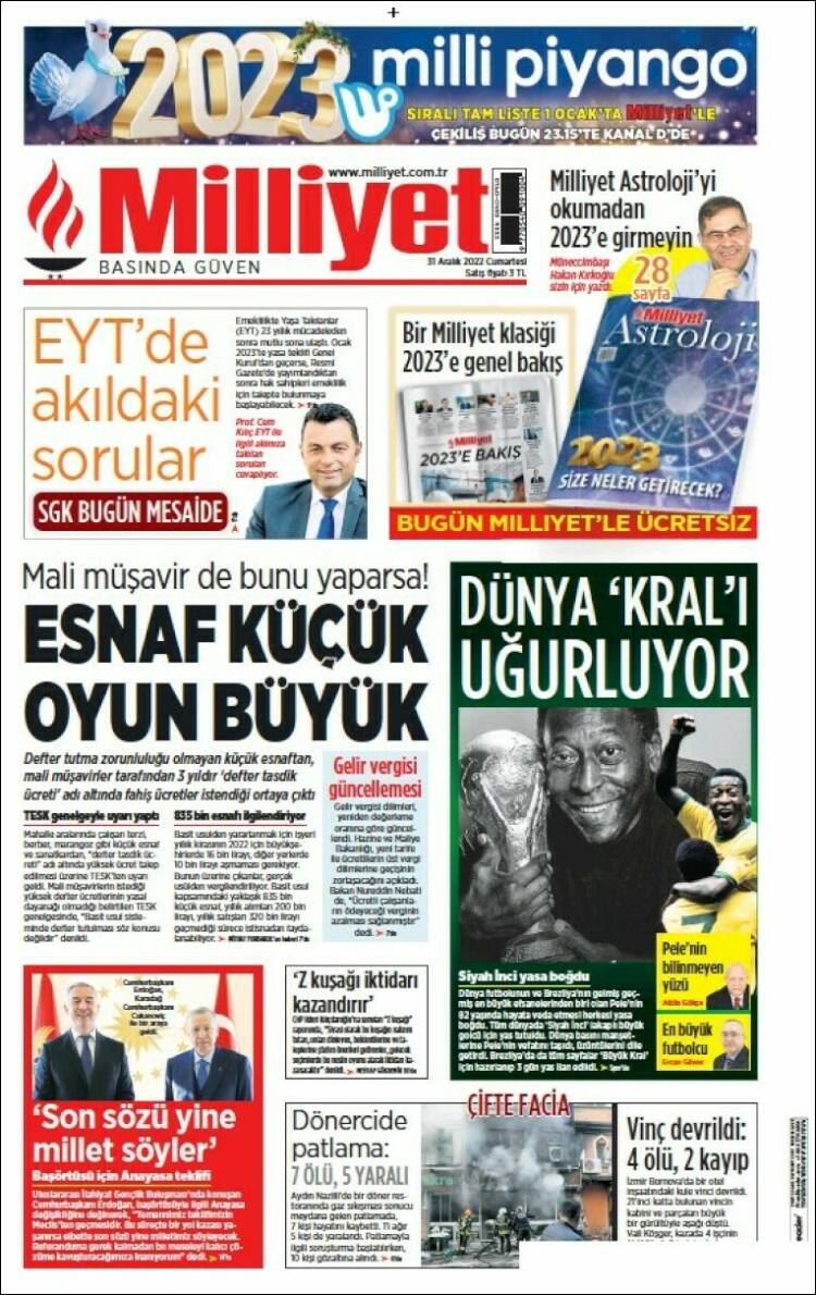 Portada de Milliyet (Turqu&iacute;a)
