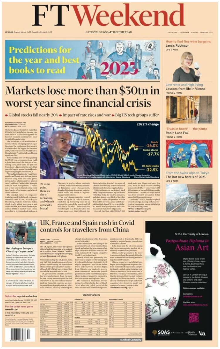 Portada de Financial Times (Reino Unido)