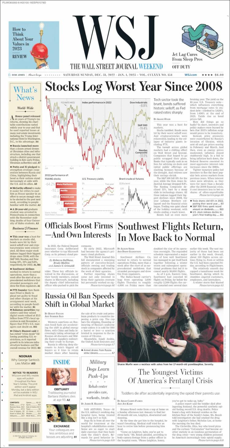 Portada de Wall Street Journal (USA)