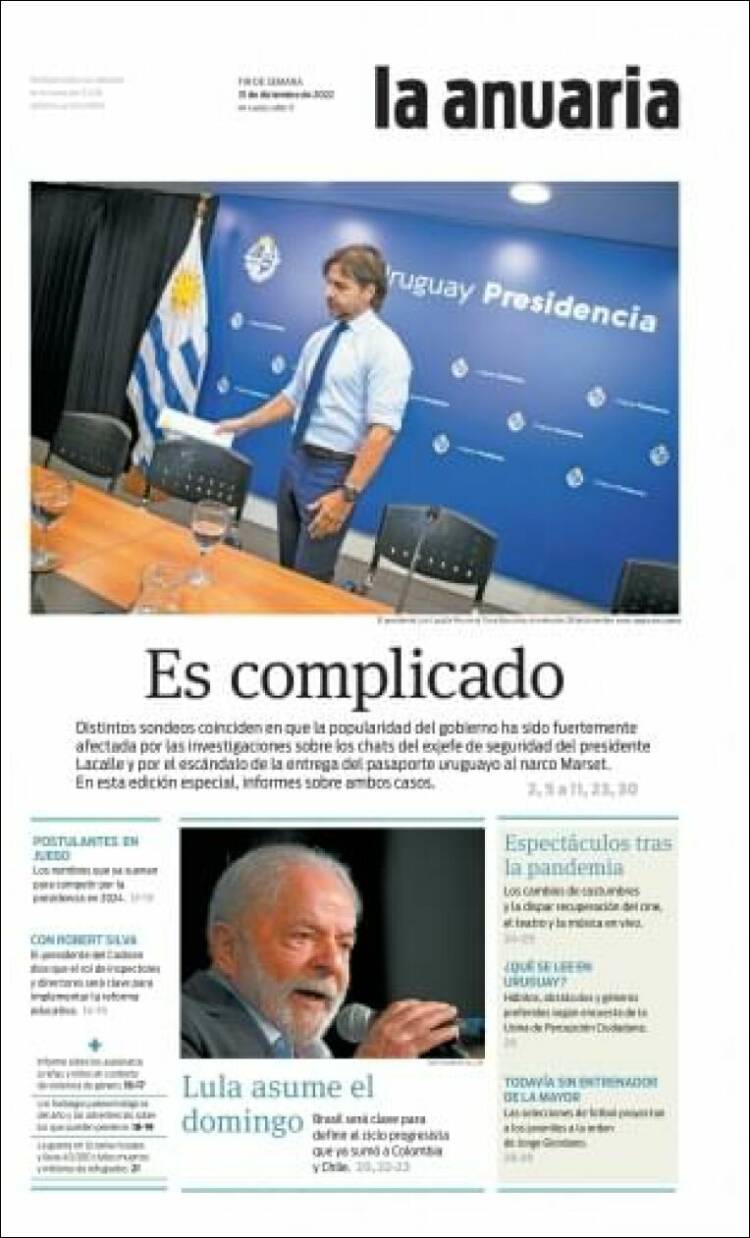 Portada de La Diaria (Uruguay)