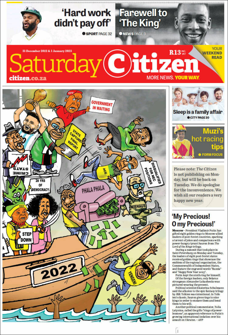 Portada de The Citizen (Sud&aacute;frica)