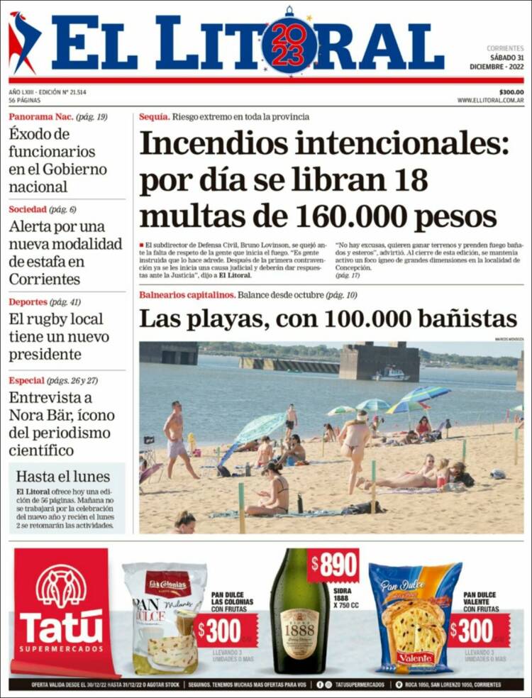 Portada de El Litoral Corrientes (Argentine)