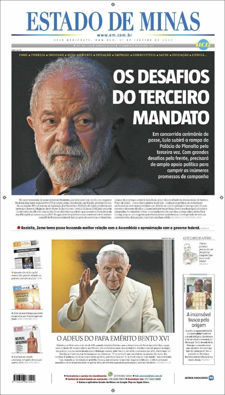 Portada de Jornal Estado de Minas (Brasil)