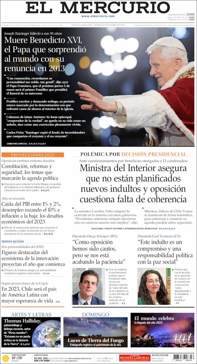 Portada de El Mercurio (Chile)
