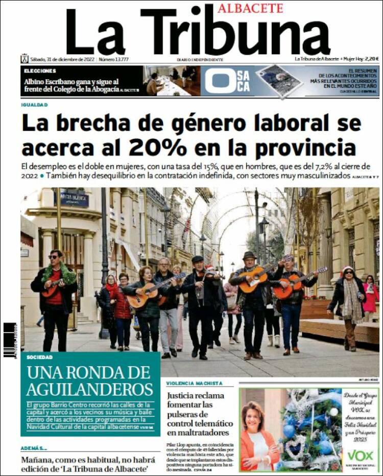 Portada de La Tribuna de Albacete (España)