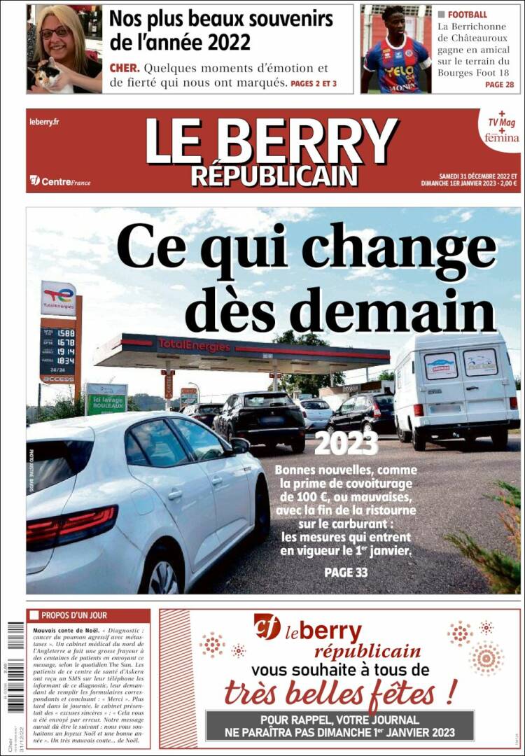 Portada de Berry Republicain (Francia)