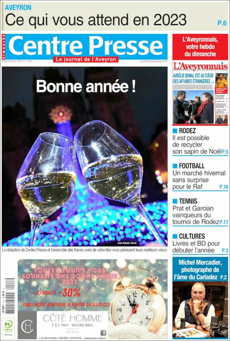 Portada de Centre Presse (Francia)