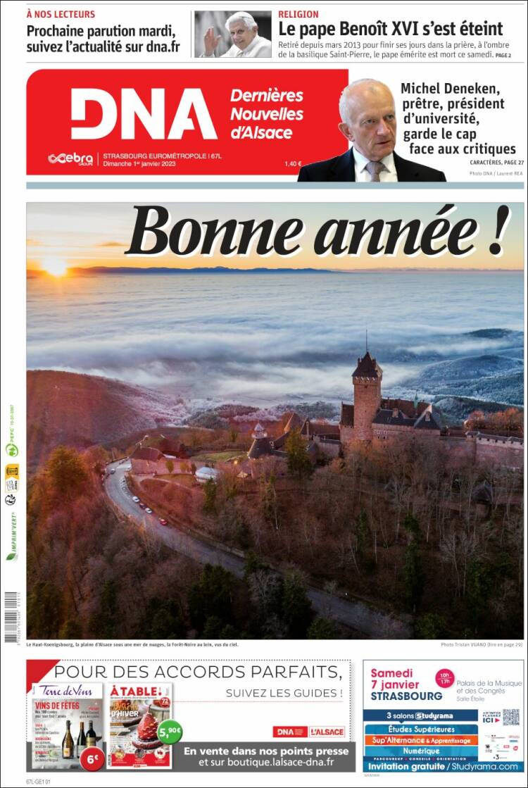 Portada de Les Dernières Nouvelles d'Alsace (Francia)