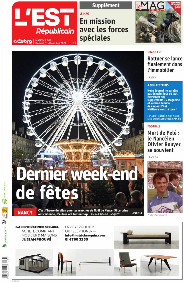 Portada de L'Est Republicain (Francia)