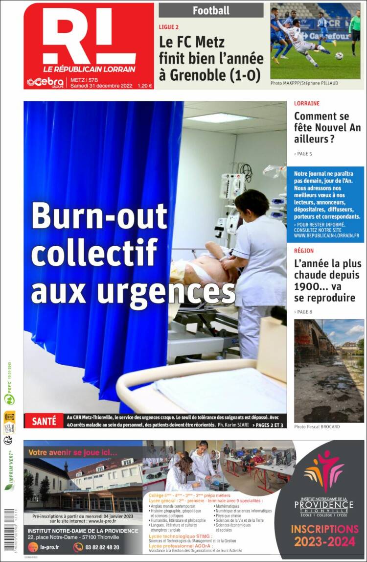 Portada de Le Republicain Lorrain (Francia)