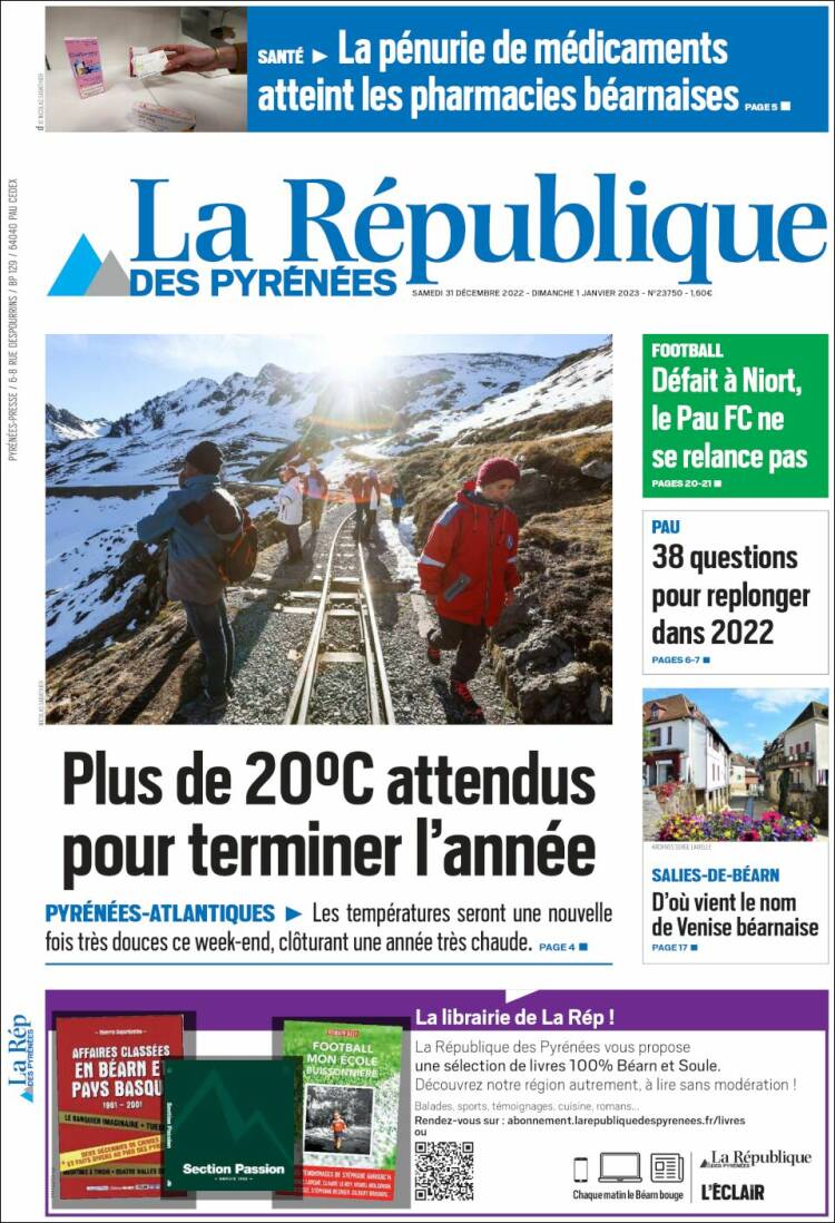 Portada de La République des Pyrénées (Francia)