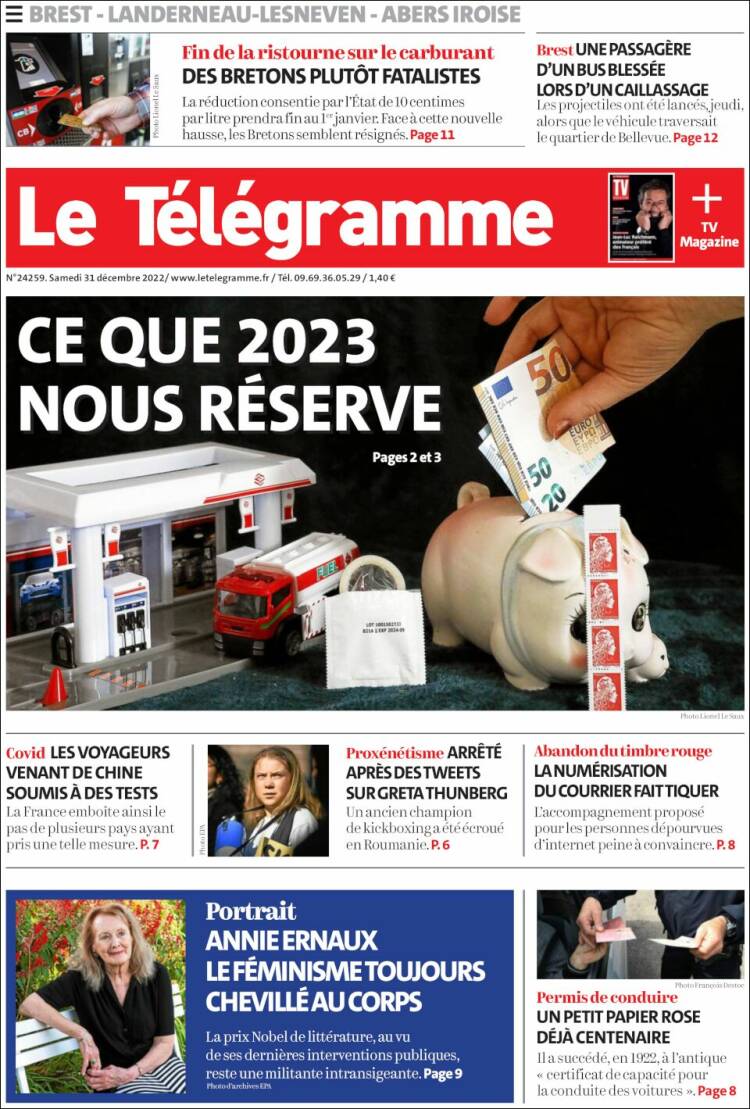 Portada de Télégramme (Francia)