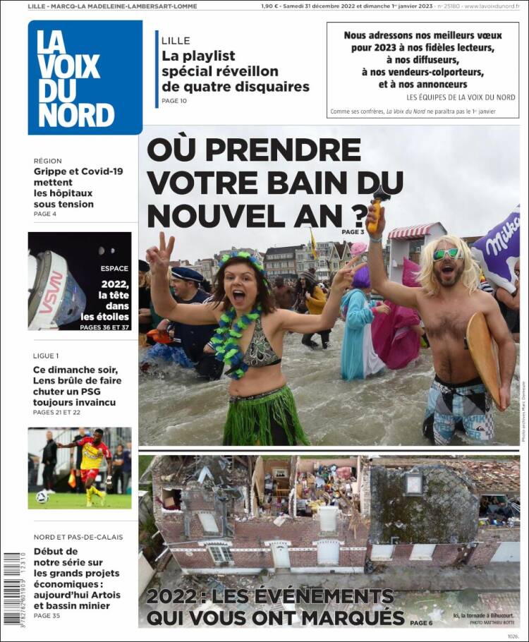 Portada de La Voix du Nord (Francia)
