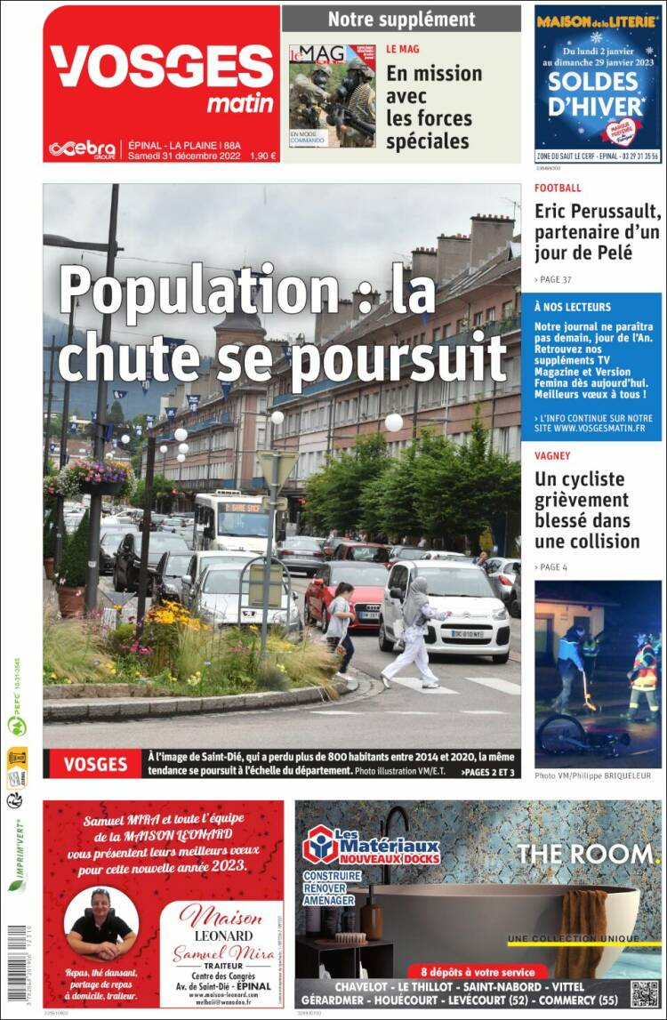 Portada de Vosges Matin (Francia)