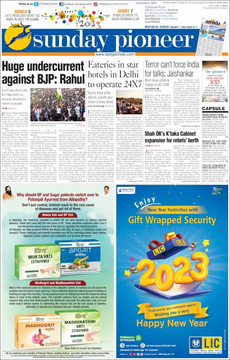 Portada de The Pioneer (India)