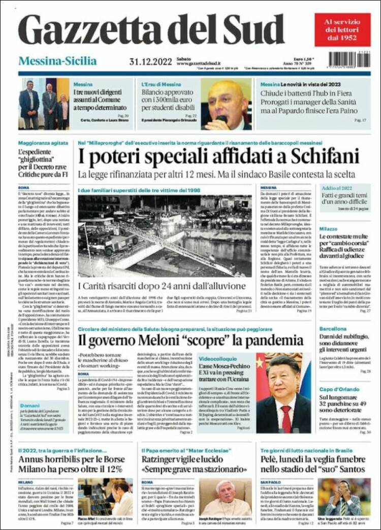Portada de Gazzetta del Sud (Italia)