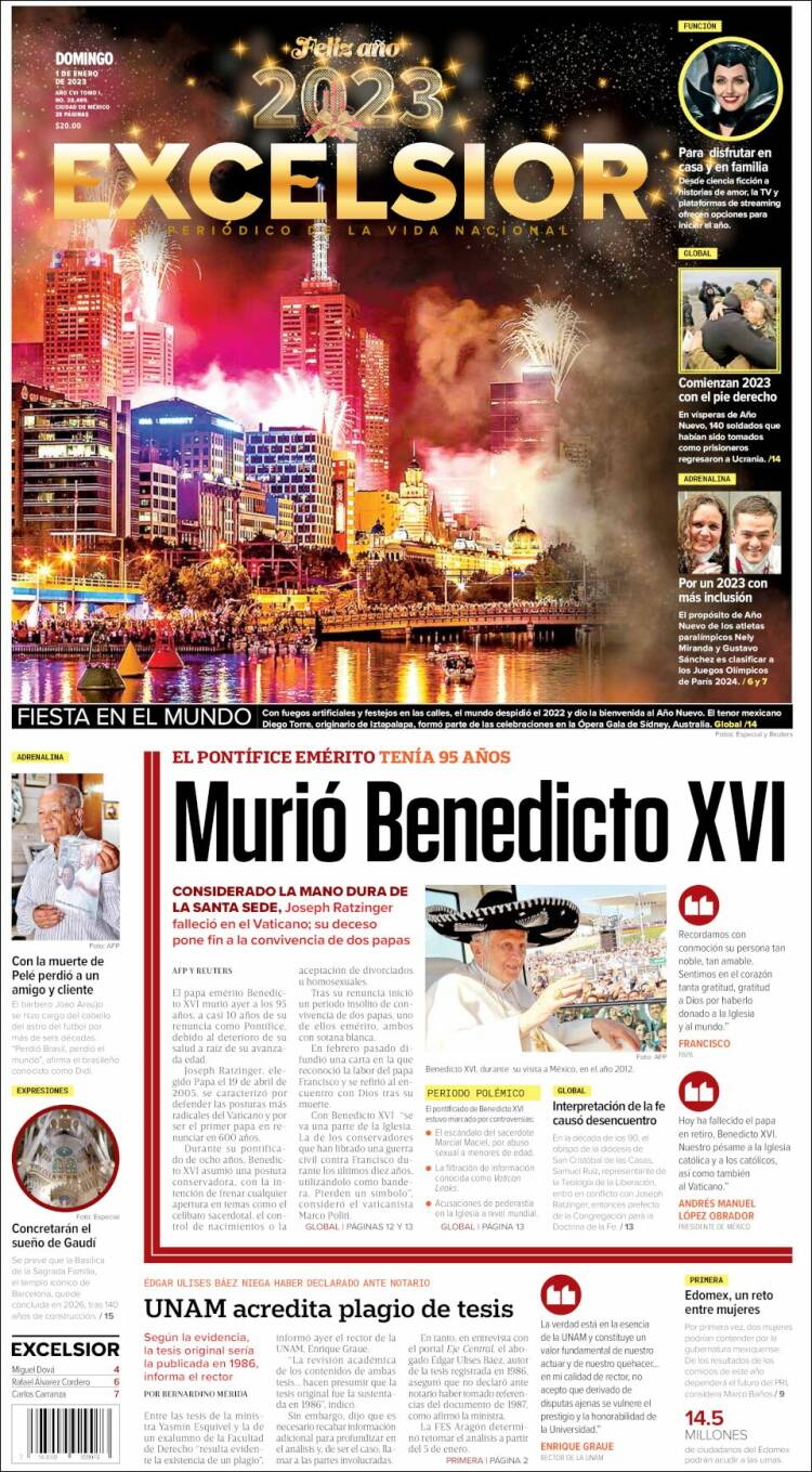 Portada de Excelsior (Mexique)