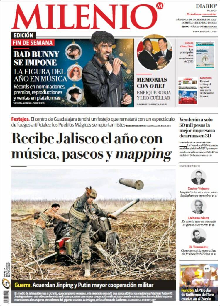 Portada de Milenio - Jalisco (Mexique)