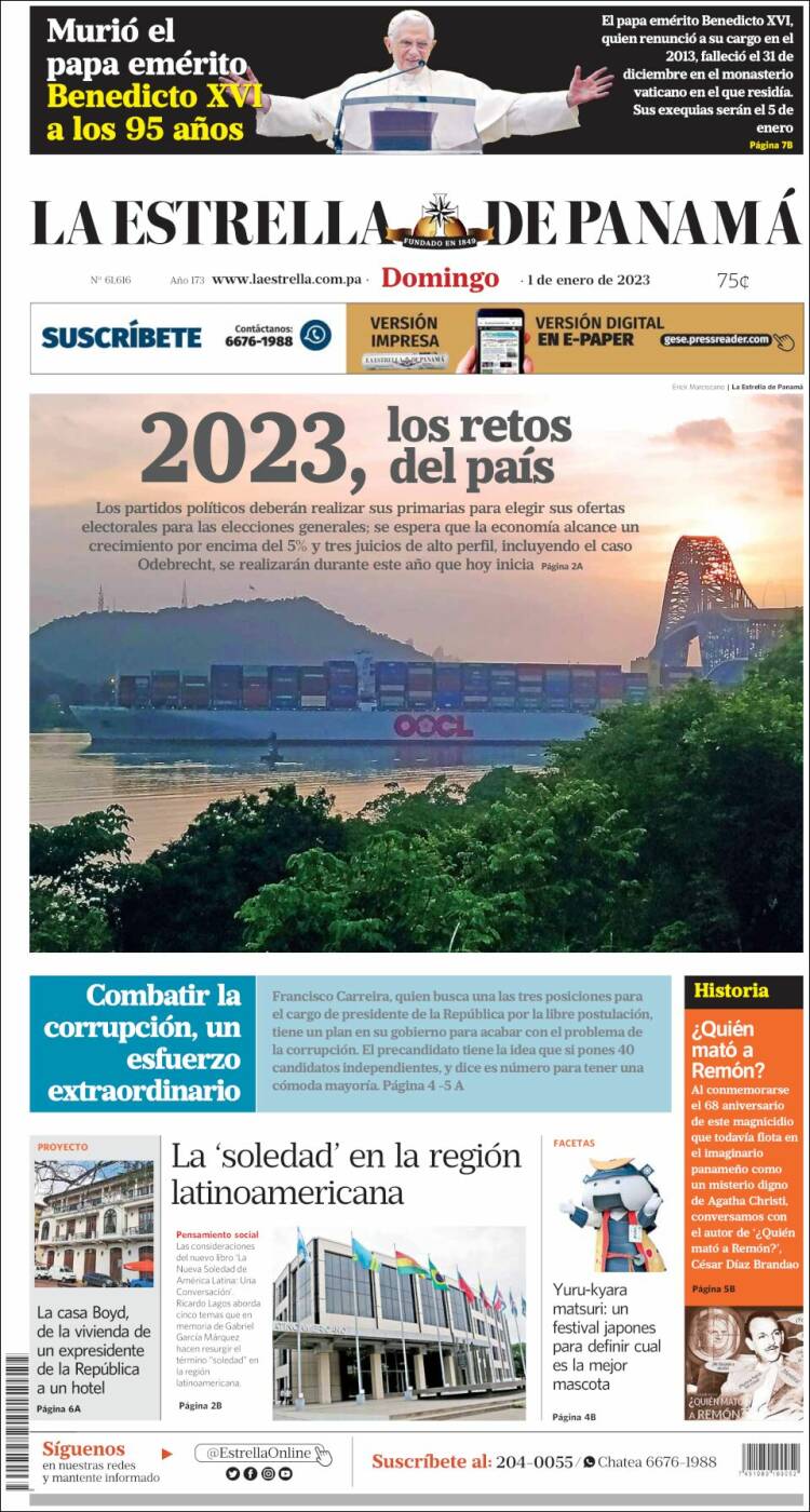 Portada de La Estrella de Panamá (Panam&aacute;)