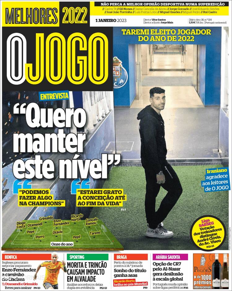 Portada de O Jogo (Portugal)