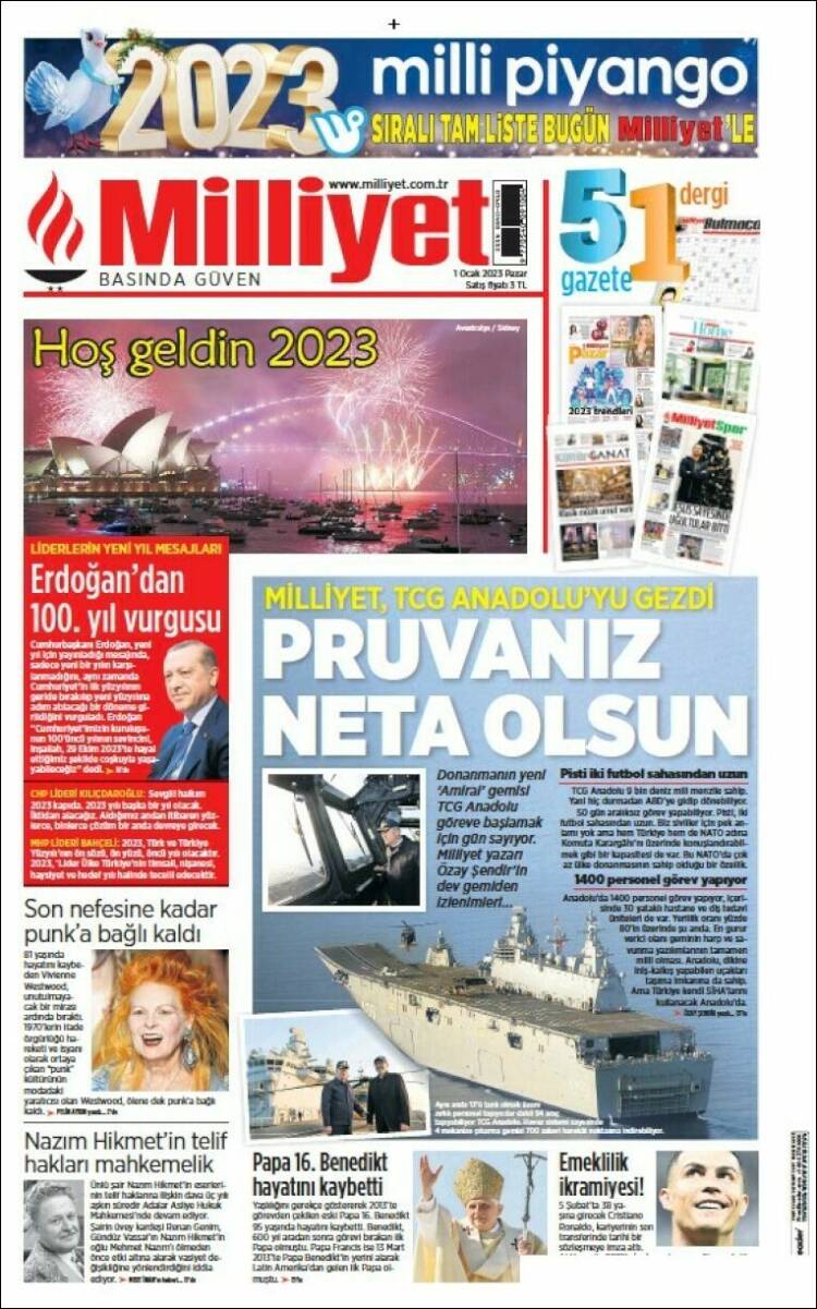 Portada de Milliyet (Turqu&iacute;a)