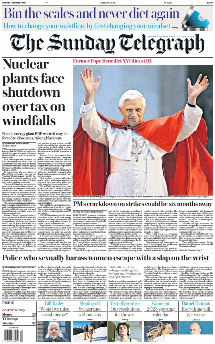 Portada de Daily Telegraph (Reino Unido)