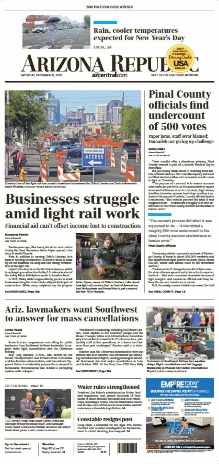 Portada de Arizona Republic News (États-Unis)