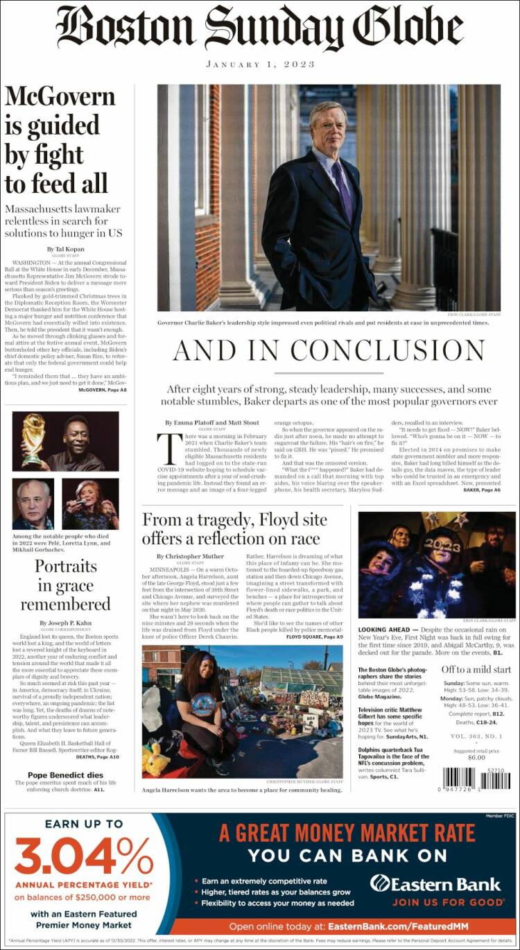 Portada de Boston Globe (États-Unis)