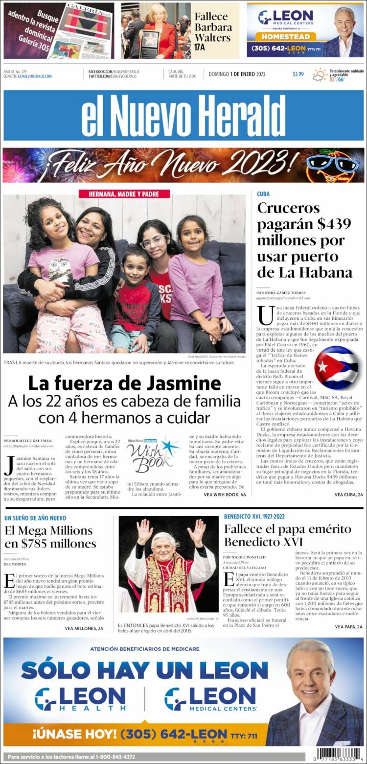 Portada de El Nuevo Herald (États-Unis)