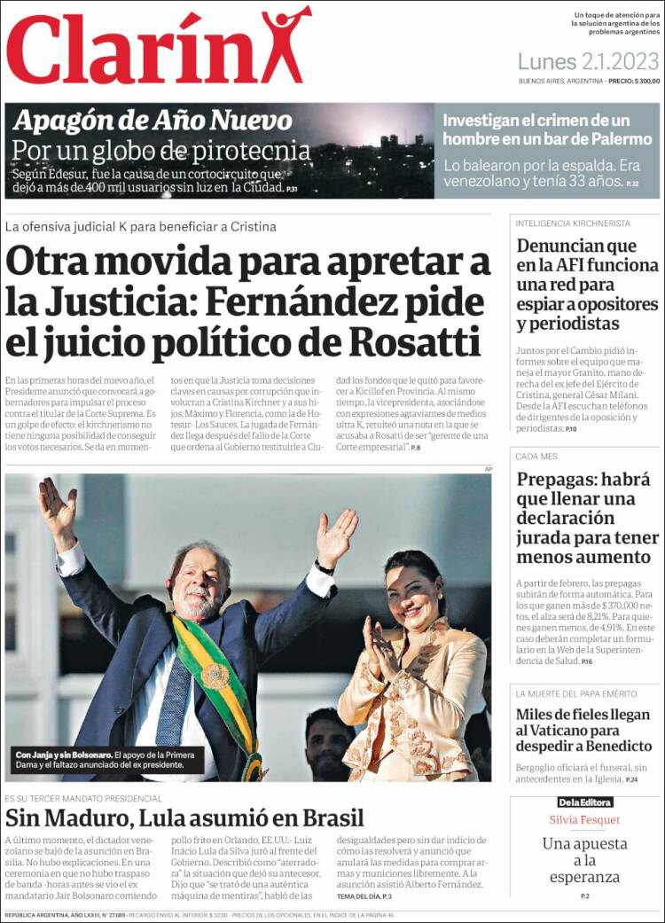 Portada de Clarín (Argentina)