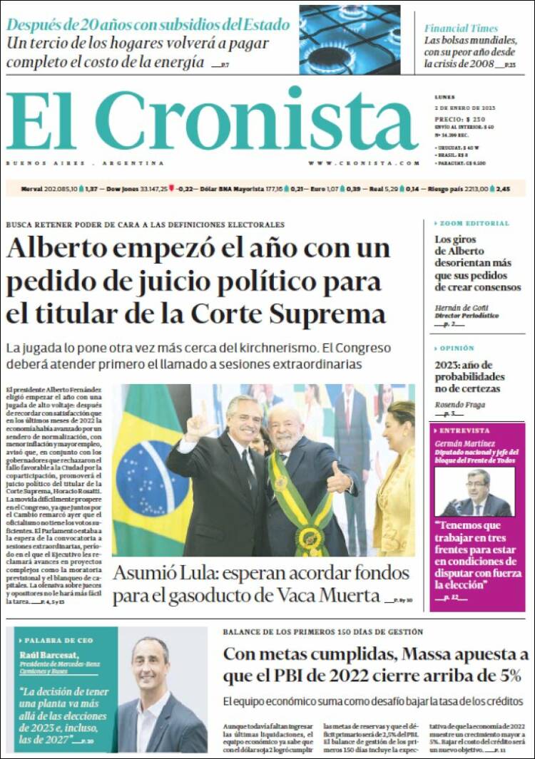 Portada de El Cronista Comercial (Argentina)