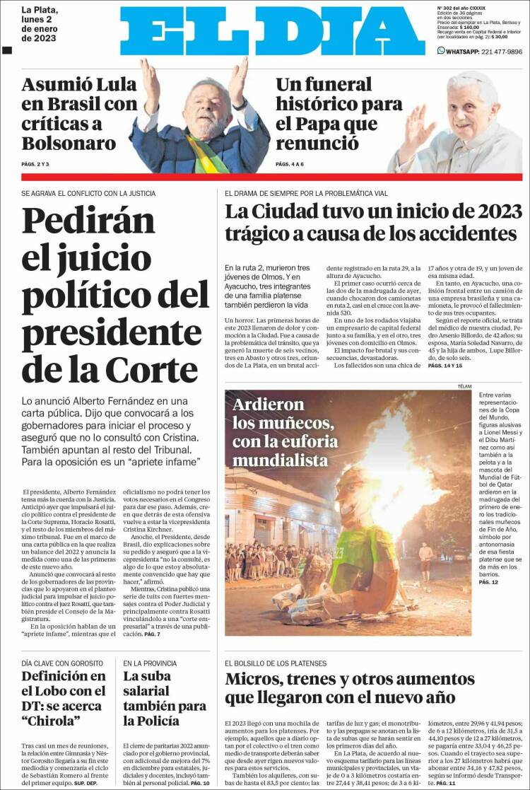 Portada de El Día de la Plata (Argentina)